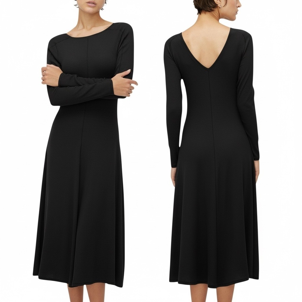 Kit and Ace Reversible Poise Dress Black Modal Rib Size M